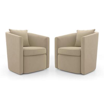 Kit 02 Poltronas Decorativas Sala De Estar Aimê Veludo Bege - Desk Design