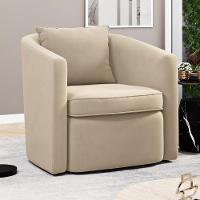 Kit 02 Poltronas Decorativas Sala De Estar Aimê Veludo Bege - Desk Design - 2