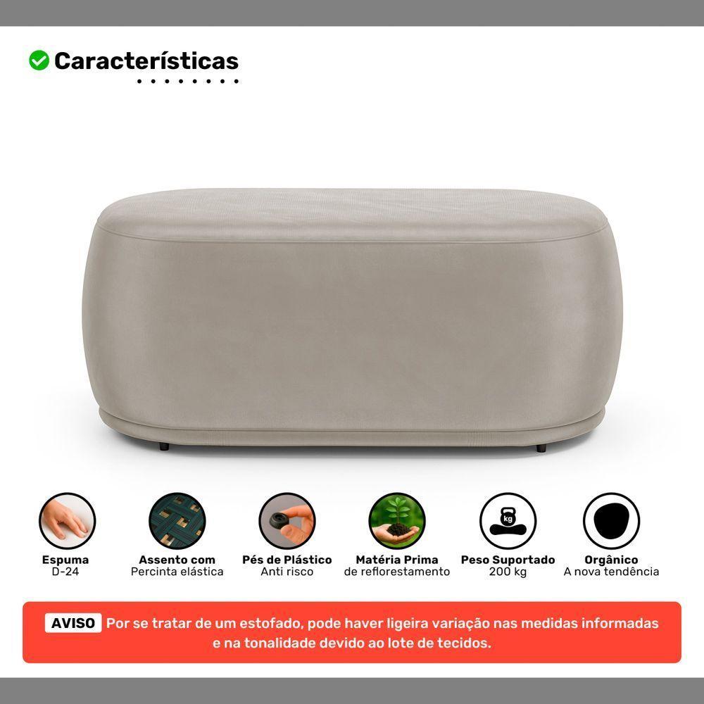 Namoradeira Com Puff Orgânico Molly 02 Lugares Veludo Bege - Desk Design - 4