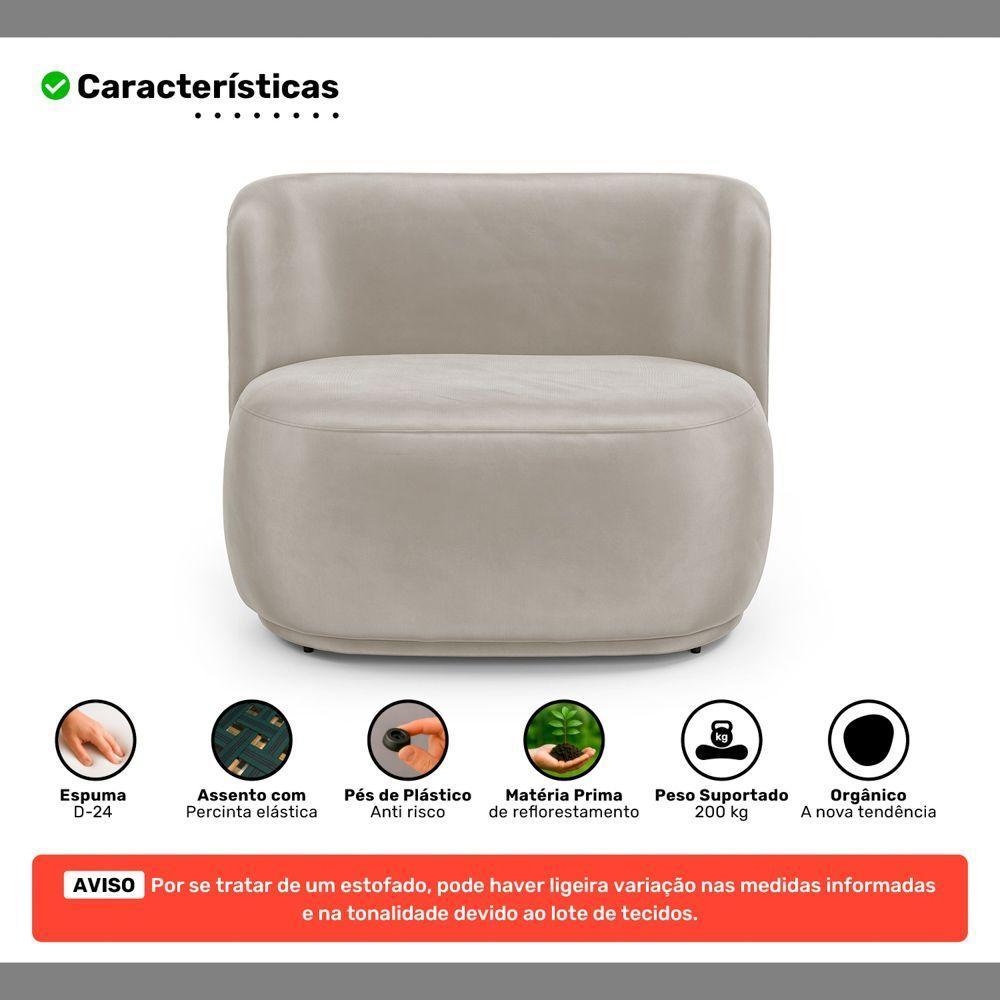 Namoradeira Com Puff Orgânico Molly 02 Lugares Veludo Bege - Desk Design - 6