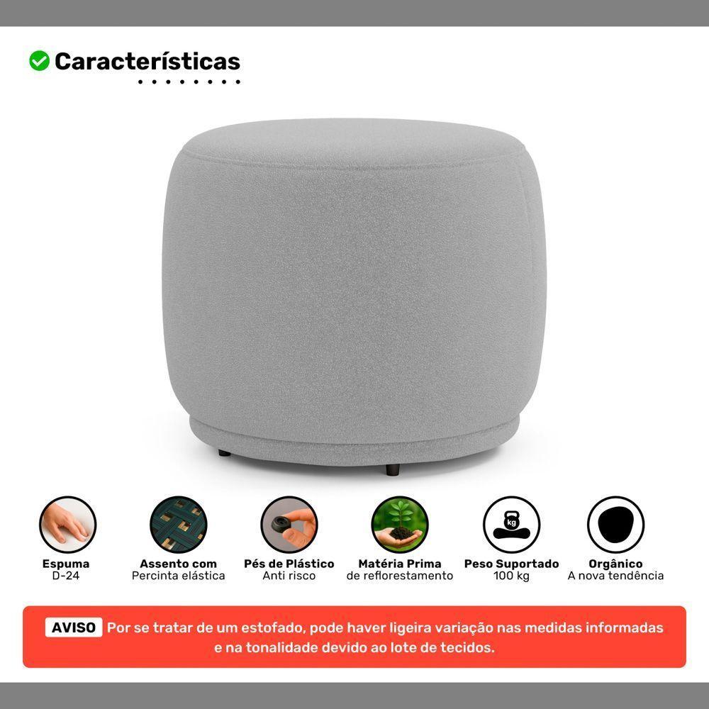 Conjunto 02 Puffs Decorativos Orgânicos Molly Bouclê Cinza Claro - Desk Design - 9