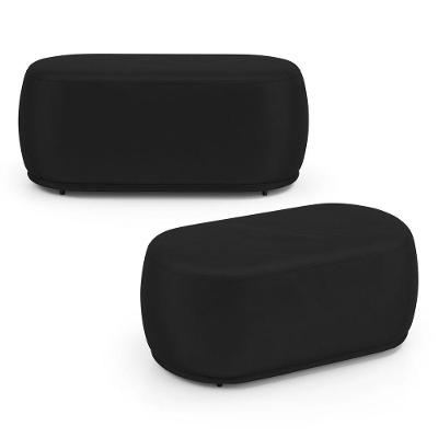 Kit 02 Puffs Decorativos Orgânicos Molly 02 Lugares Veludo Preto - Desk Design