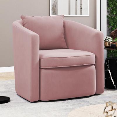 Poltrona Decorativa Sala De Estar Aimé Rosê Veludo Com Almofada Desk Design