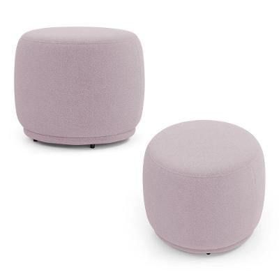 Kit 02 Puffs Decorativos Orgânicos Molly Redondo Bouclê Rosé - Desk Design