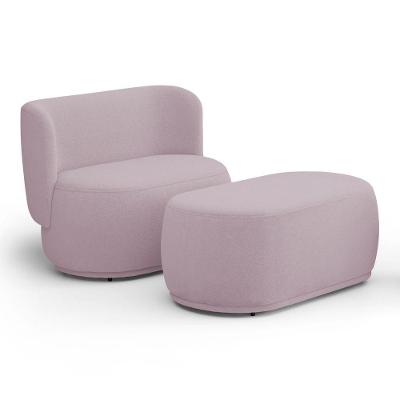 Namoradeira Com Puff Orgânico Molly 02 Lugares Bouclê Rosé - Desk Design