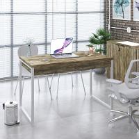 Mesa Office 120x60x75cm C/02 Gavetas Kuadra Carvalho - Est.branca - 1
