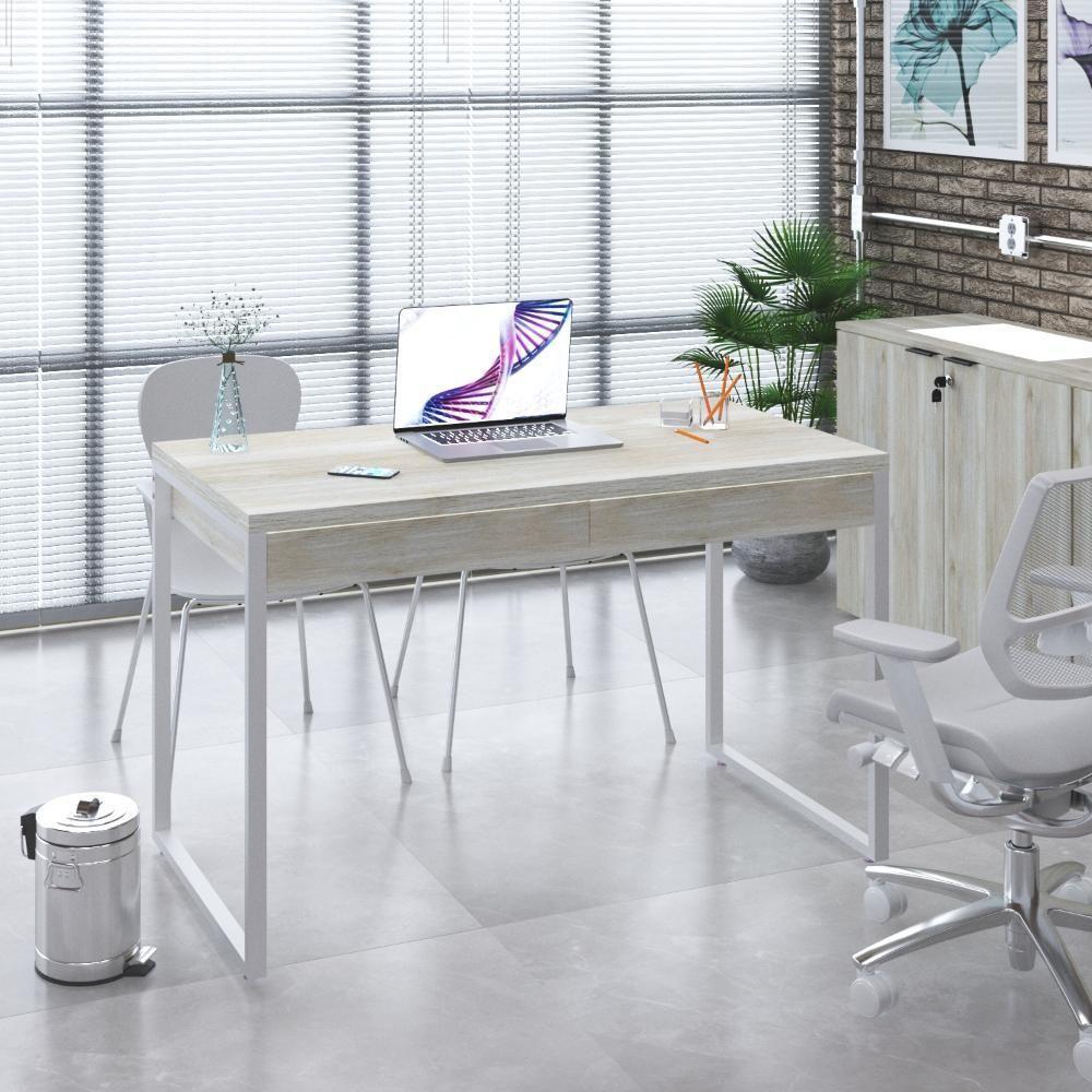 Mesa Office 120x60x75cm C/02 Gavetas Kuadra Snow - Est.branca - 1