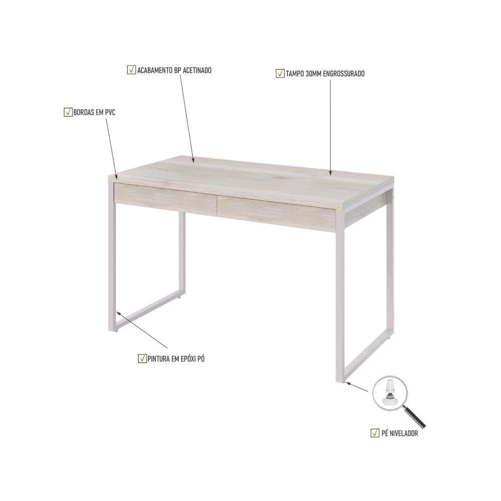 Mesa Office 120x60x75cm C/02 Gavetas Kuadra Snow - Est.branca - 4
