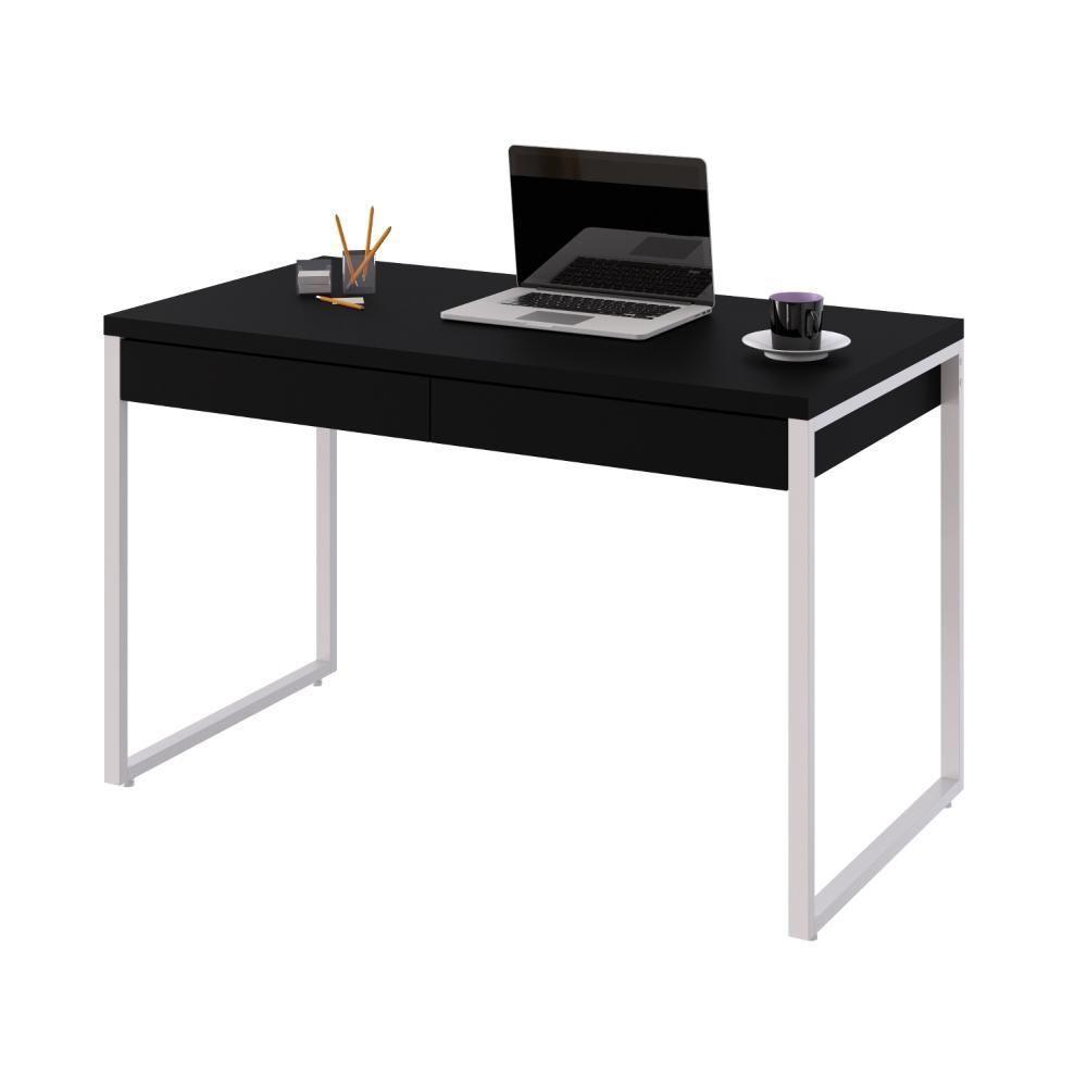 Mesa Office 120x60x75cm C/02 Gavetas Kuadra Preto ônix - Est.branca - 5