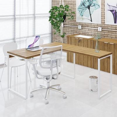 Mesa Em L Office 135x150x75cm Kuadra Lâmina Mel - Est.branca