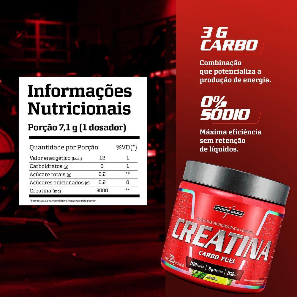 Creatina Integralmedica Carbo Fuel 300g Limão - 4
