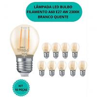 Kit C/ 10 Lâmpadas Led Filamento 4w A60 2300k E27 Bivolt Decorativa - 2