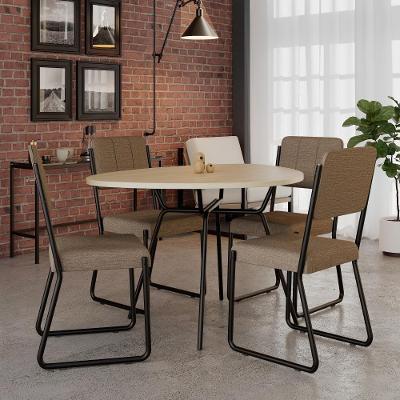 Conjunto Mesa De Jantar Soho Orgânica C/ 04 Cadeiras Next Est.preta - Ciliegio E Areia