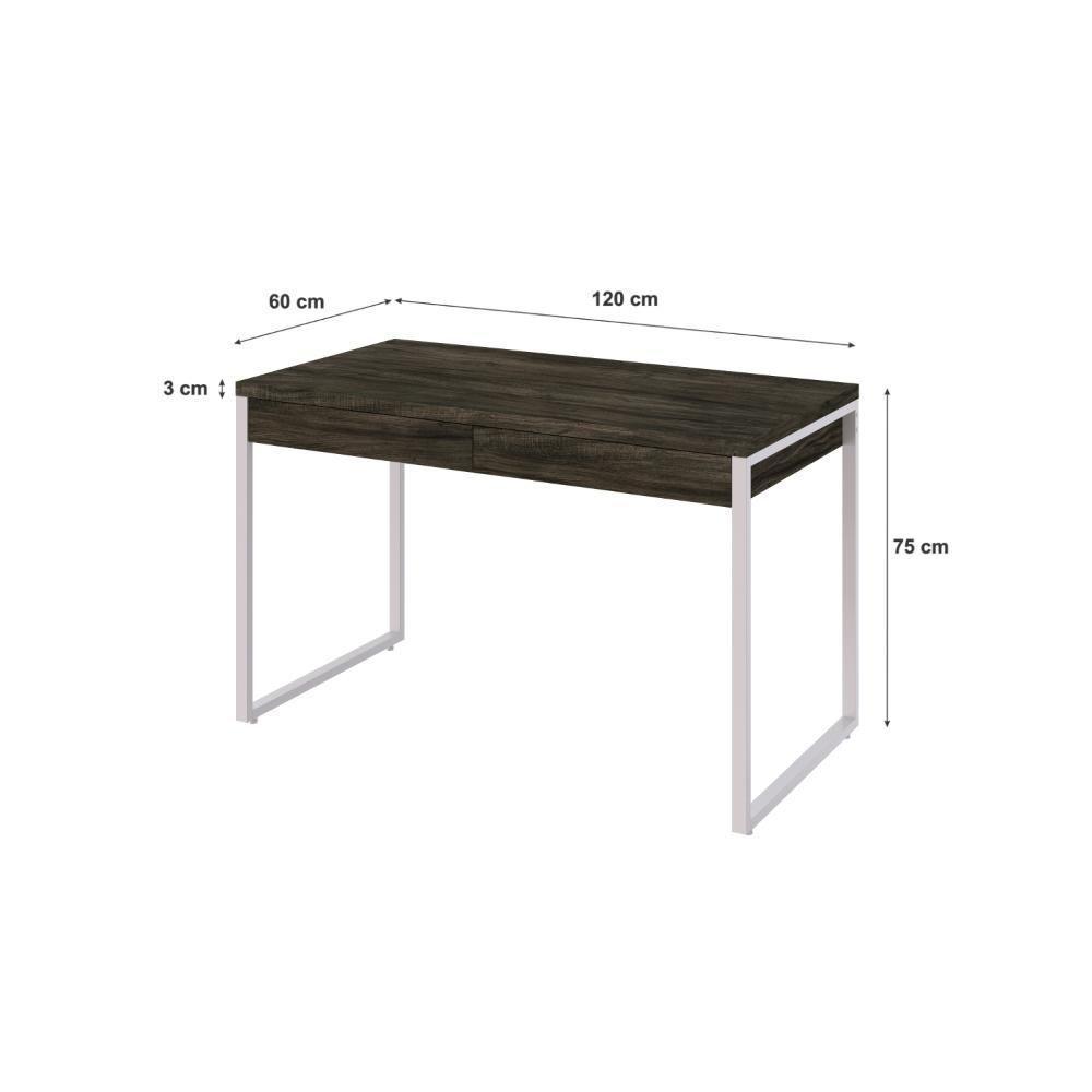 Mesa Office 120x60x75cm C/02 Gavetas Kuadra Carvalho Dark - Est.branca - 3