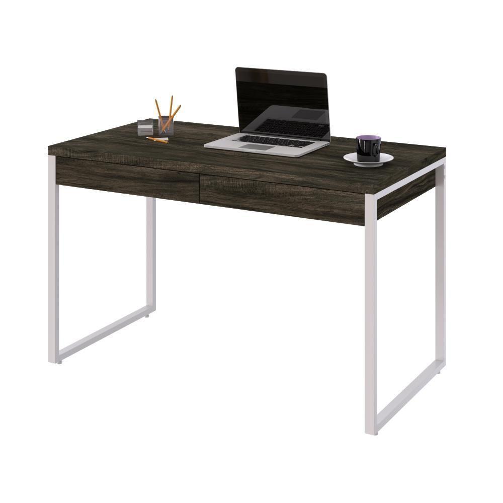 Mesa Office 120x60x75cm C/02 Gavetas Kuadra Carvalho Dark - Est.branca - 5