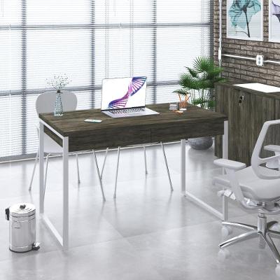 Mesa Office 120x60x75cm C/02 Gavetas Kuadra Carvalho Dark - Est.branca