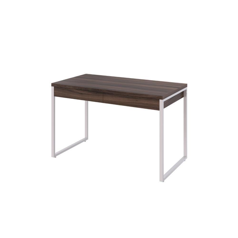 Mesa Office 120x60x75cm C/02 Gavetas Kuadra Nogal - Est.branca - 2