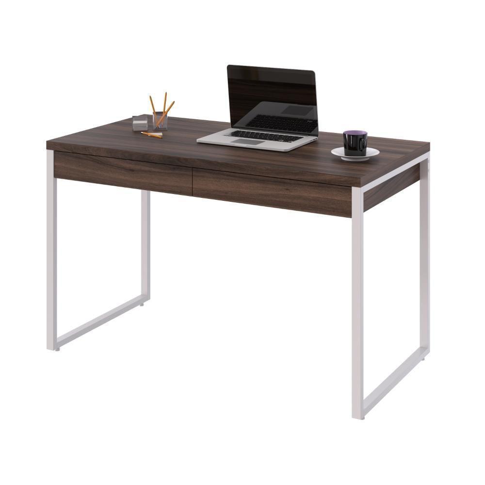 Mesa Office 120x60x75cm C/02 Gavetas Kuadra Nogal - Est.branca - 5