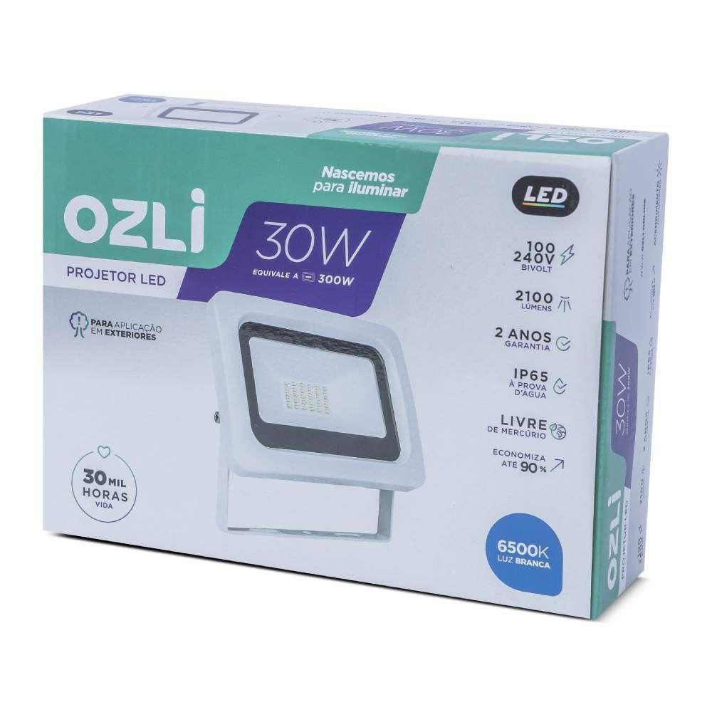 Refletor Led Slim 30w 3000k Bivolt Ip65 Carcaça Branca Alta Luminosidade - 5