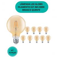 Kit C/ 10 Lâmpadas Led Globo 4w Filamento 2300k E27 Bivolt Decorativa - 2