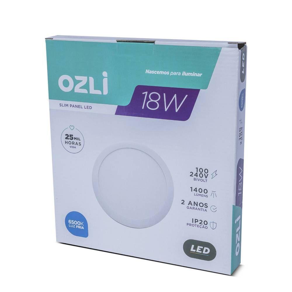 Plafon Led Slim 18w Redondo Embutir 6500k Branco Frio Bivolt - Unidade - 3
