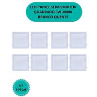 Plafon Led Sobrepor 6w Quadrado 3000k Branco Quente Bivolt - Kit Com 9 Un. - 2