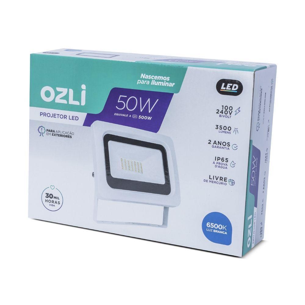 Refletor Led Slim 50w 6500k Bivolt Ip65 Carcaça Branca Alta Luminosidade - 5