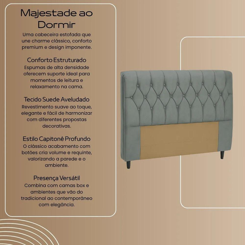 Cabeceira Cama Box Casal King Size 195cm Eloá Estofada Suede Premium Bege - 3