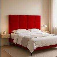 Cabeceira Cama Box Casal King Size 195cm Elena Estofada Vermelho - 2