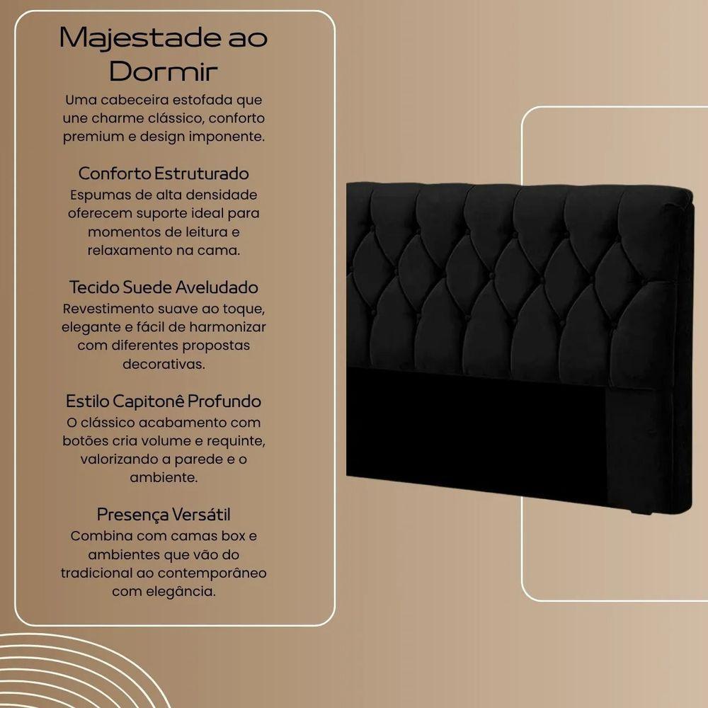 Cabeceira Cama Box Casal King Size 190cm Eloá Estofada Premium Marrom - 3