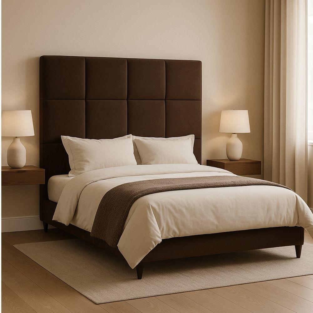 Cabeceira Cama Box Casal King Size 195cm Elena Estofada Marrom - 2