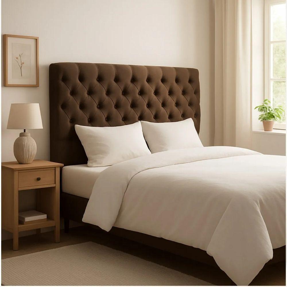 Cabeceira Cama Box Casal King Size 190cm Valentina Estofada Marrom - 4