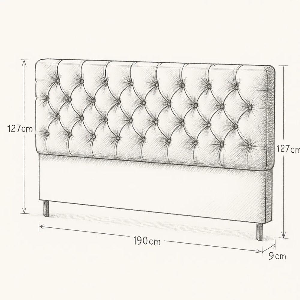 Cabeceira Cama Box Casal King Size 190cm Valentina Estofada Azul Escuro - 5