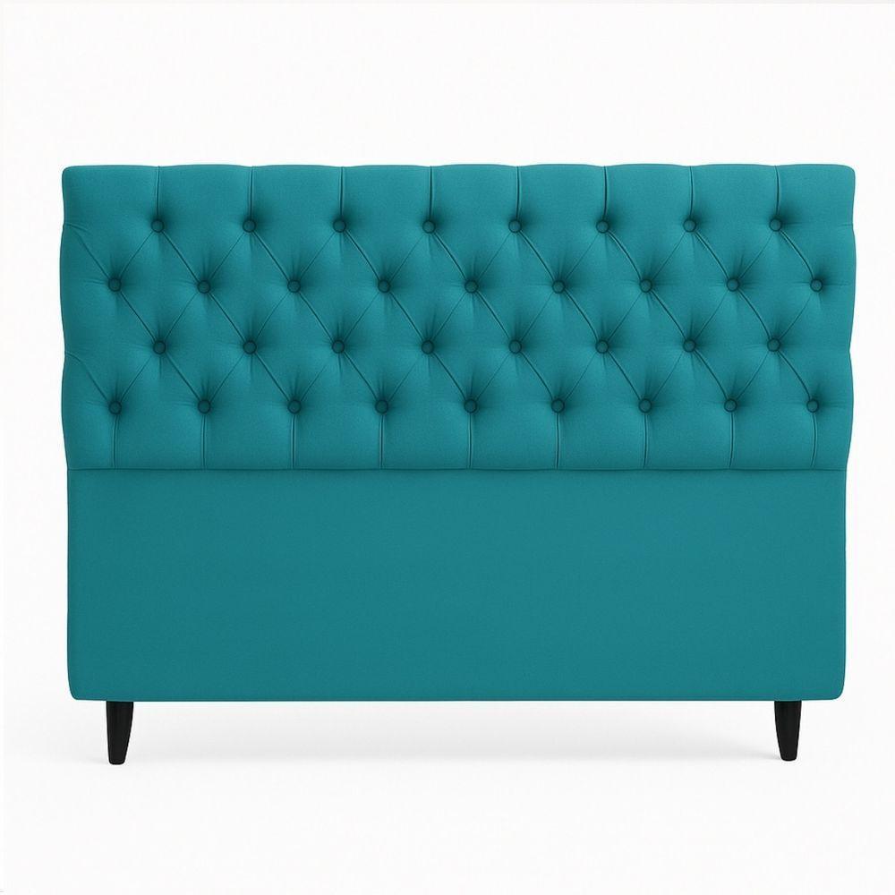 Cabeceira Cama Box Casal King Size 190cm Valentina Estofada Ciano Escuro - 1