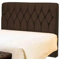 Cabeceira Cama Box Casal 140cm Eloá Estofada Suede Veludo Premium Marrom - 2