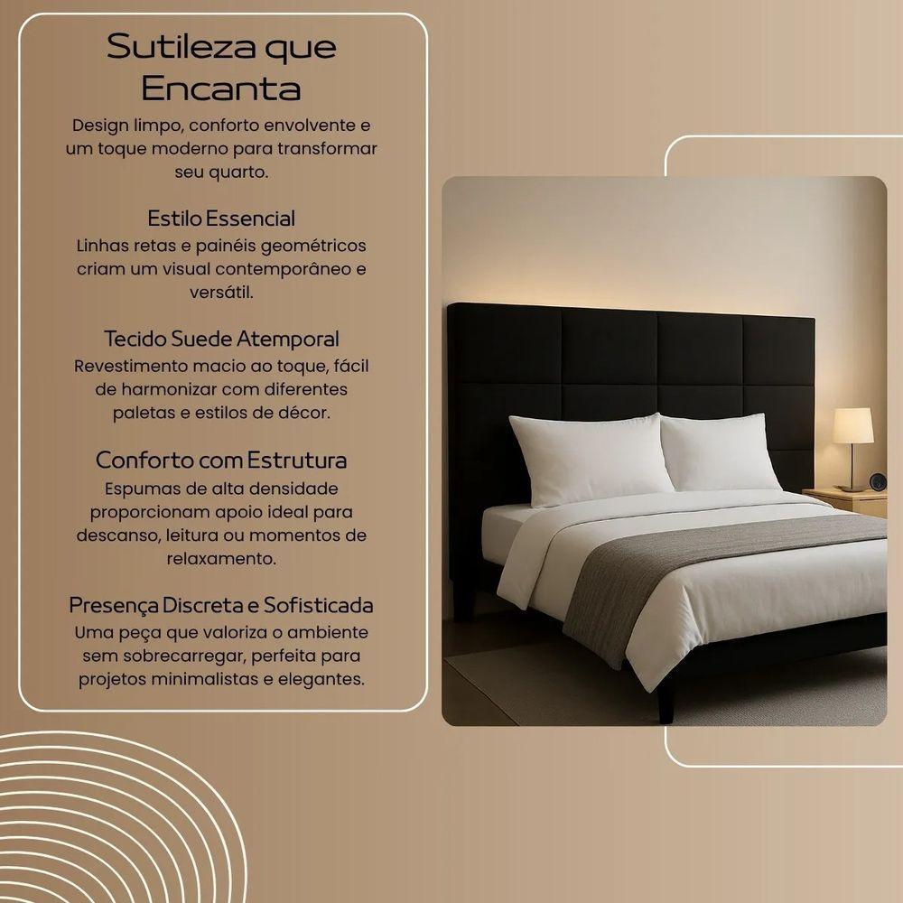 Cabeceira Cama Box Casal 140cm Elena Estofada Cinza - 3