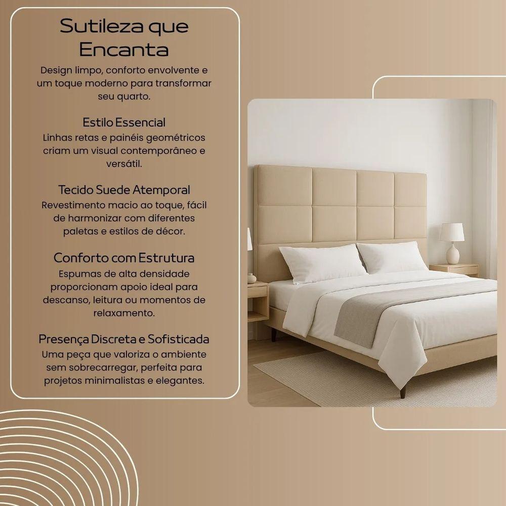 Cabeceira Cama Box Casal King Size 195cm Elena Estofada Bege - 3