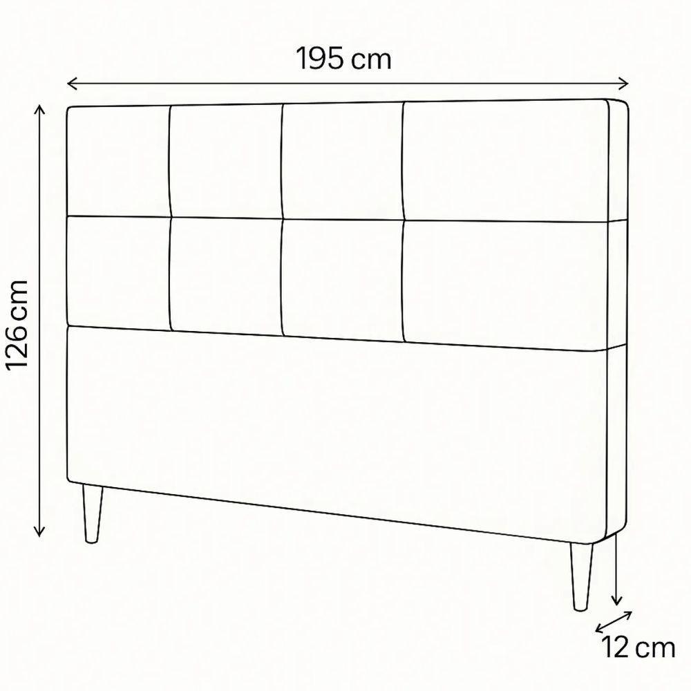 Cabeceira Cama Box Casal King Size 195cm Elena Estofada Bege - 5
