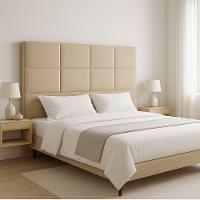 Cabeceira Cama Box Casal King Size 195cm Elena Estofada Bege - 2