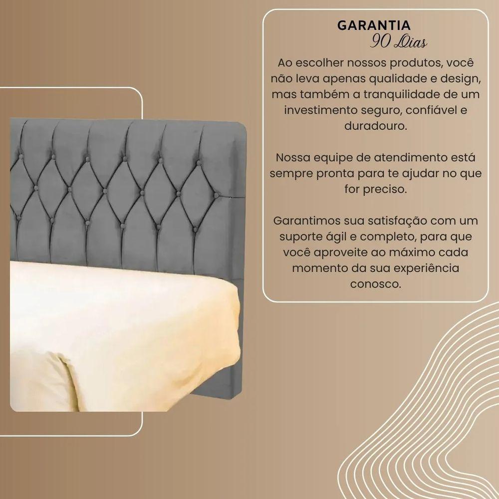 Cabeceira Cama Box Casal 140cm Eloá Estofada Suede Veludo Premium Preto - 4