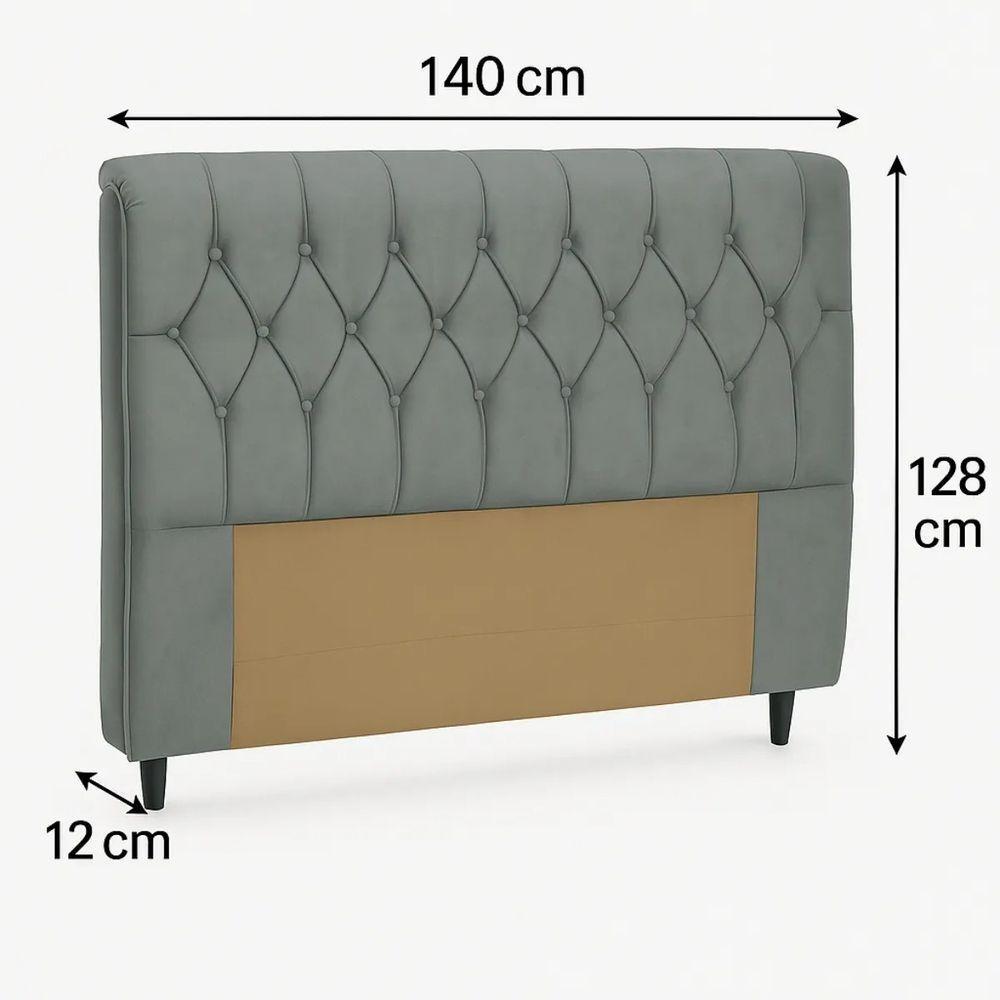 Cabeceira Cama Box Casal 140cm Eloá Estofada Suede Veludo Premium Preto - 5