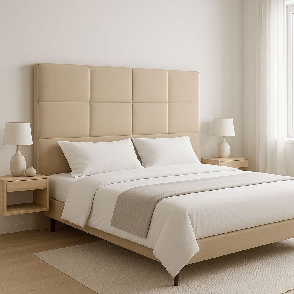 Cabeceira Cama Box Casal 140cm Elena Estofada Bege - 2