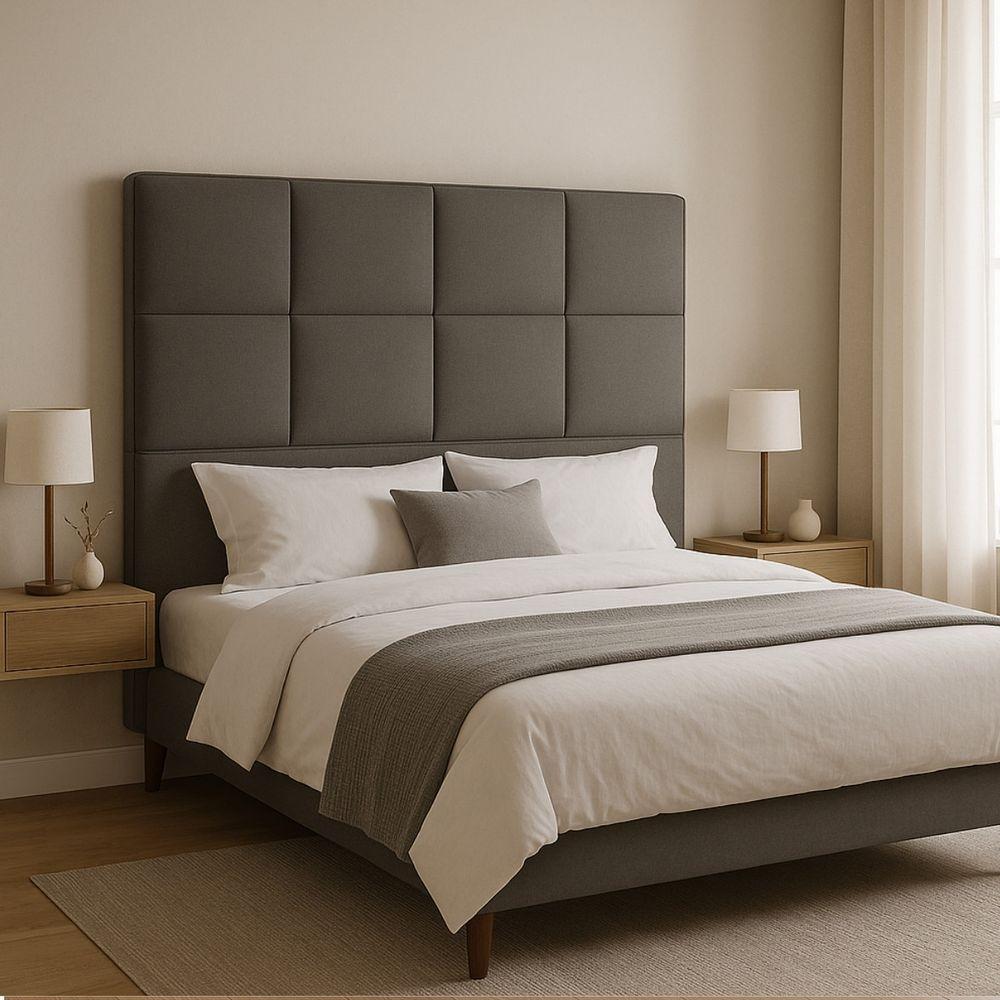 Cabeceira Cama Box Casal King Size 190cm Elena Estofada Cinza - 2