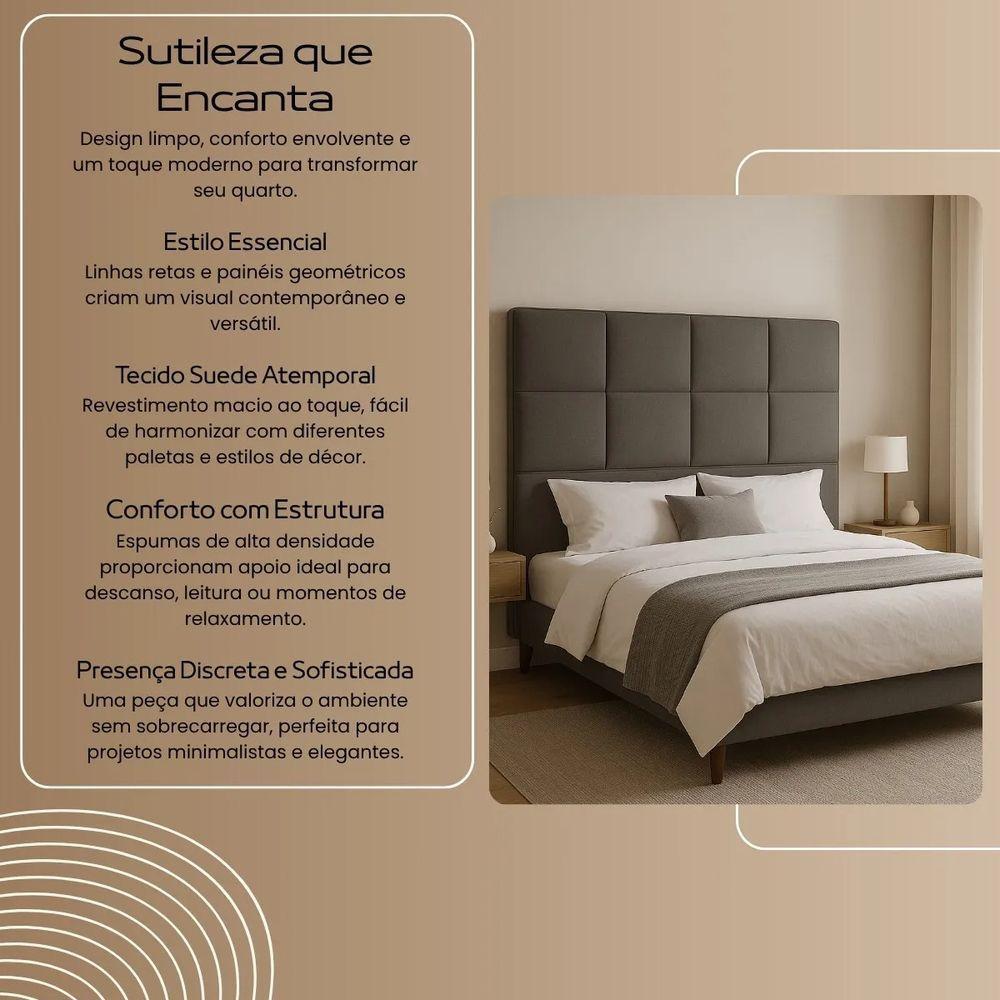 Cabeceira Cama Box Casal King Size 190cm Elena Estofada Bege - 3