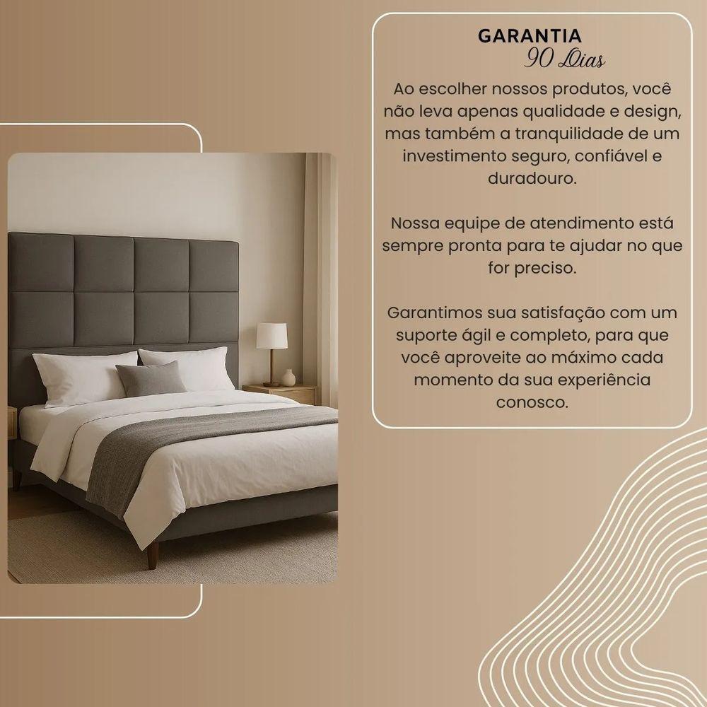 Cabeceira Cama Box Casal King Size 190cm Elena Estofada Bege - 4