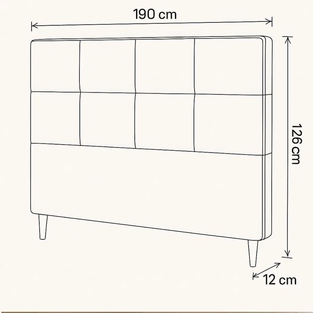Cabeceira Cama Box Casal King Size 190cm Elena Estofada Bege - 5