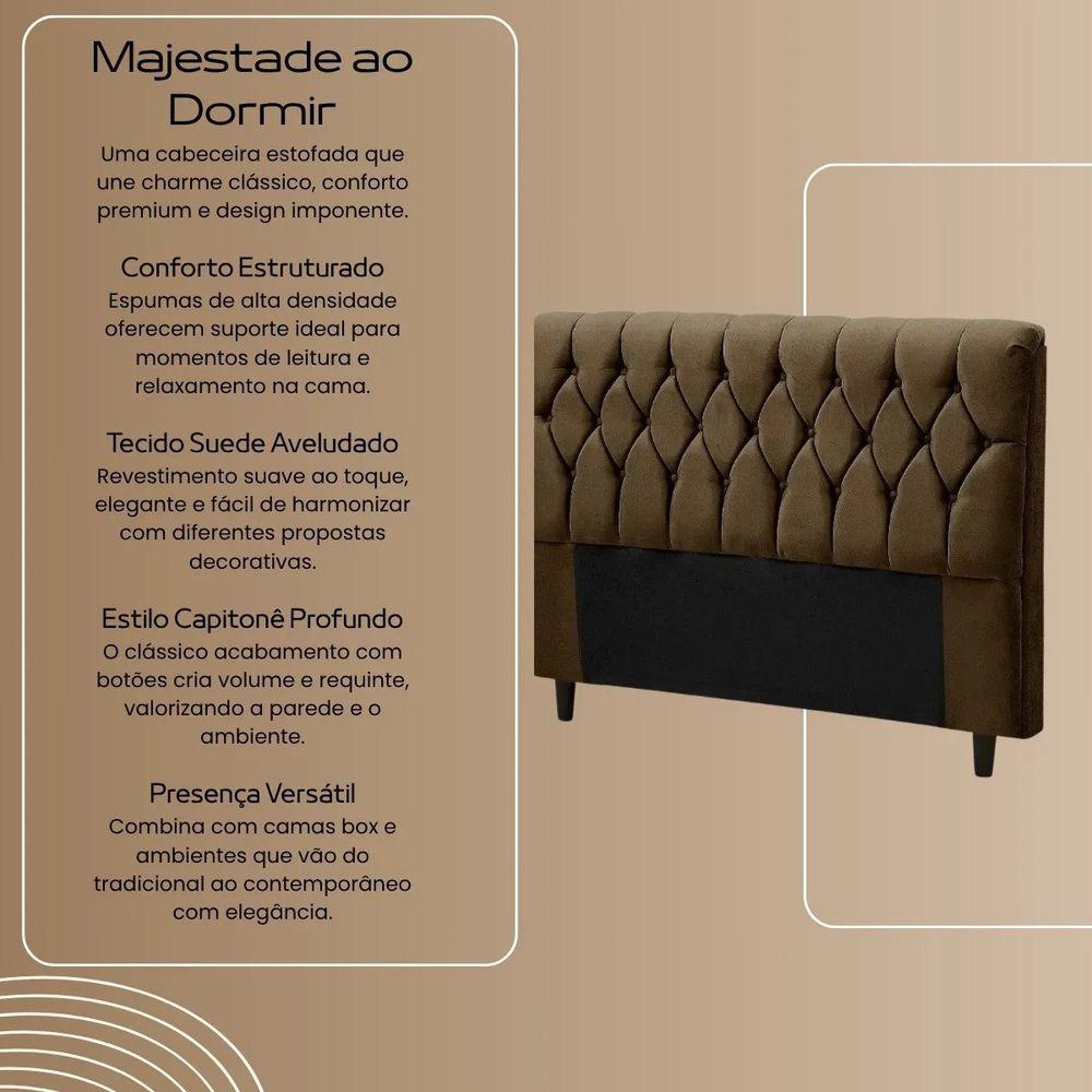 Cabeceira Cama Box Casal Queen Size 160cm Eloá Estofada Suede Veludo Premium Marrom - 3