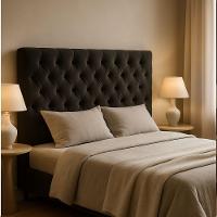 Cabeceira Cama Box Casal King Size 195cm Valentina Estofada Preto