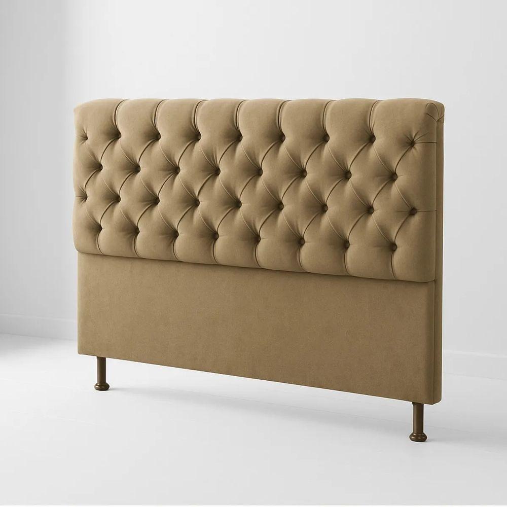 Cabeceira Cama Box Casal Queen Size 160cm Valentina Estofada Bege - 1