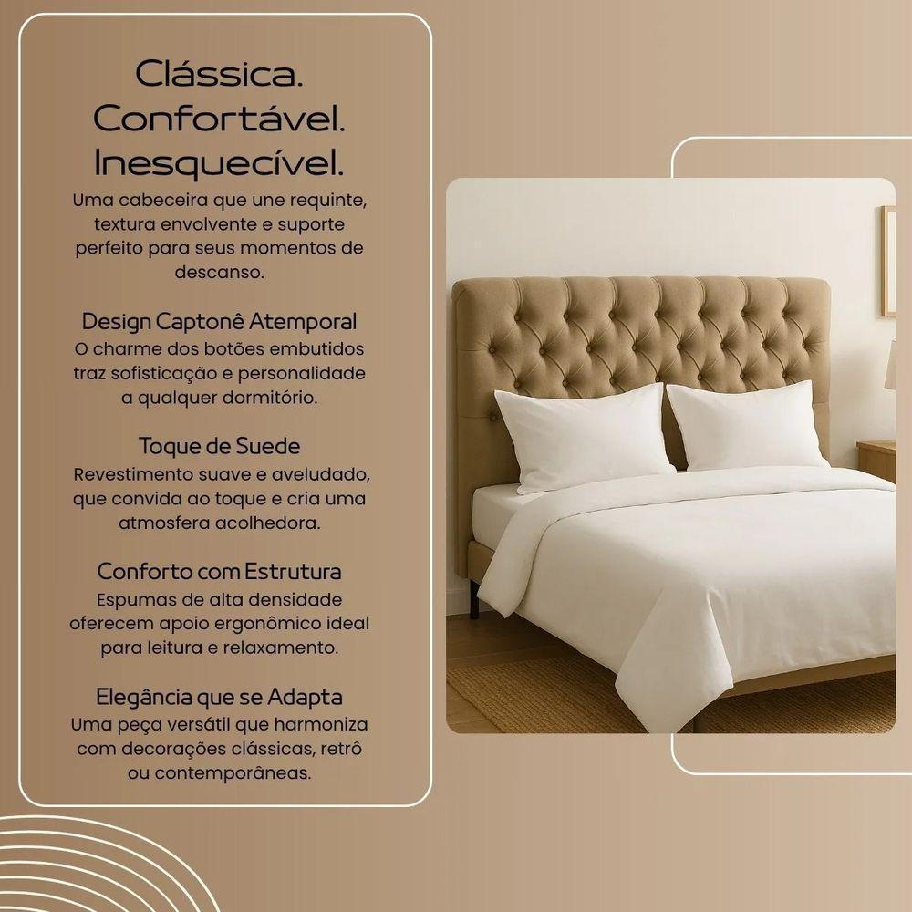 Cabeceira Cama Box Casal King Size 195cm Valentina Estofada Bege - 3
